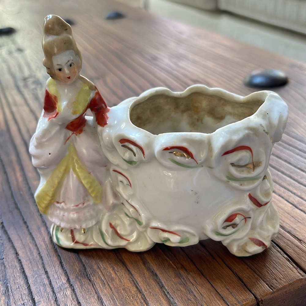 Made in Japan vintage  figurine with small planter or pencil holder